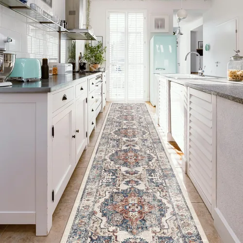 Miniatura 2 de Alfombra lavable para pasillo, de cocina, para entrada, alfombra suave vintage, antideslizante para interiores, para baño, sala de estar y Ladrillo