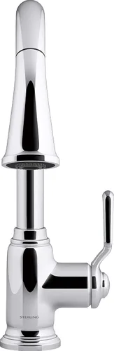 Miniatura 5 de Sterling 24272-CP Ludington - Grifo de fregadero de cocina abatible, grifo de lavandería de un solo mango, rociador extraíble, cromo pulido