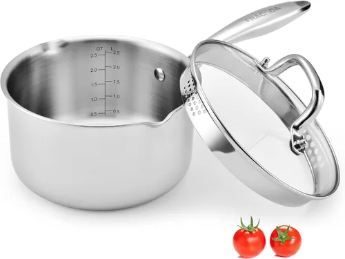 Miniatura 11 de Cacerola antiadherente de 2 cuartos con tapa, cacerola de cerámica pequeña para cocinar, no tóxica, libre de PTFE y PFOA - apta para horno