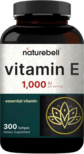 NatureBell Cápsulas Blandas de Aceite de Vitamina E, 1,000 UI por Porción, 300 Píldoras | Suplementos Antioxidantes Esenciales, Forma de Fácil