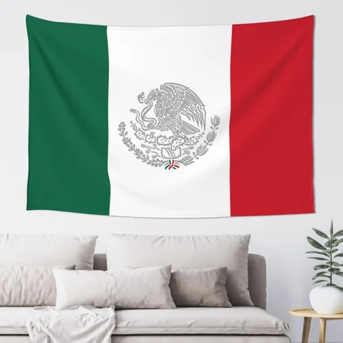 Miniatura 16 de JUHIOPOI Tapiz de pared con bandera de México, arte nocturno mexicano para decoración de pared lateral de dormitorio, (60 x 40 pulgadas)