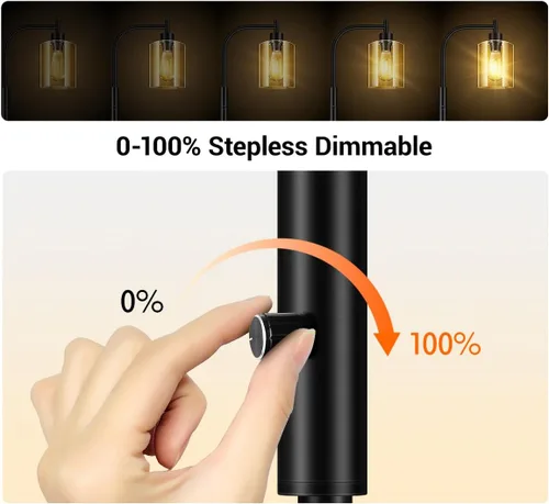 Miniatura 2 de Lámpara de pie regulable BoostArea, lámpara de pie con pantalla de vidrio, bombilla LED de 6 W incluida, lámpara de pie moderna, lámpara LED Vidrio