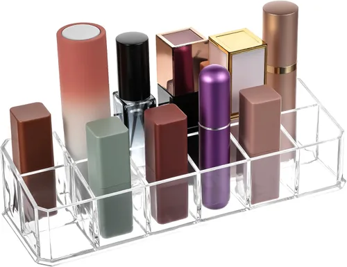 Miniatura 8 de 4 organizadores de lápiz labial acrílico, soporte para lápiz labial, soporte para brillo de labios de 12 ranuras, organizador de cosméticos