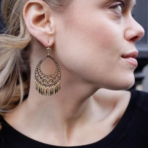 Miniatura 6 de Barzel Aretes colgantes chapados en oro de 18 quilates, hechos en Brasil