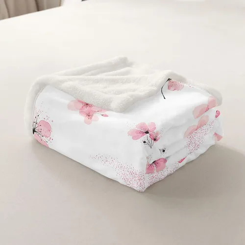 Miniatura 5 de Manta de forro polar con diseño de mariquita, diseño de mariquita, color rosa degradado con purpurina, para sofá o cama, manta Kawaii de dibujos