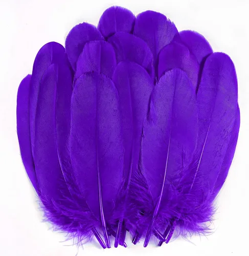 Miniatura 13 de Holmgren Plumas de Artesanía de Mardi Gras a Granel – 200 piezas Plumas de Ganso Grandes de 5-6 pulgadas para Decoración de Mardi Gras Carnaval