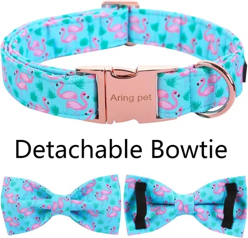 Miniatura 3 de ARING PET Collar de perro flamenco, collar de algodón para perro con lazo, ajustable para verano, collares para perros con hebilla de metal A