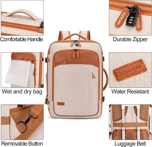 Miniatura 7 de Lumesner - Mochilas de viaje para llevar, extragrandes de 40L, aprobadas para vuelos para hombres y mujeres, mochila de maleta expandible, Classic