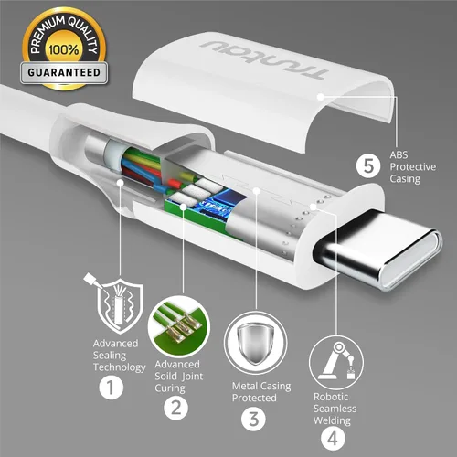 Miniatura 7 de Cable USB A a USB C de 6 pies, cable de carga rápida de 60 W compatible con iPhone 17/17 Pro Max/16/16e/16 Plus/15 Pro Max, Samsung Galaxy Blanco