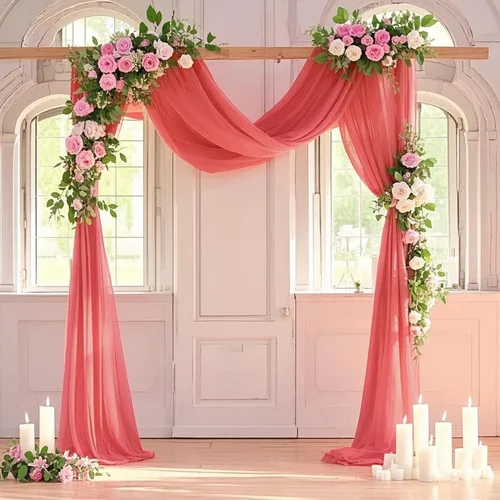 Miniatura 8 de FANPROMS Cortinas azules para arco de boda, cortinas de tela de gasa de 20 pies, 1 panel, arcos de boda para ceremonia, cortinas de telón de fondo