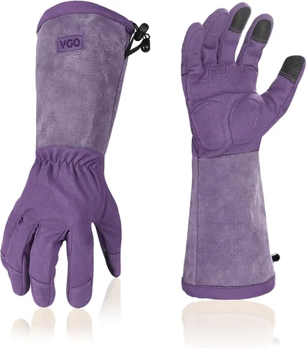 Miniatura 12 de Vgo SL7445 - Guantes de jardinería de cuero sintético para mujer, guantes de trabajo de manga larga, transpirables y con agarre, de alta destreza