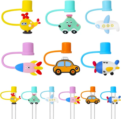 Miniatura 7 de Cubiertas de paja de comida de doble capa de 0.394 pulgadas, 8 piezas de puntas de popote portátiles para copa Stanley, a prueba de polvo, diseño