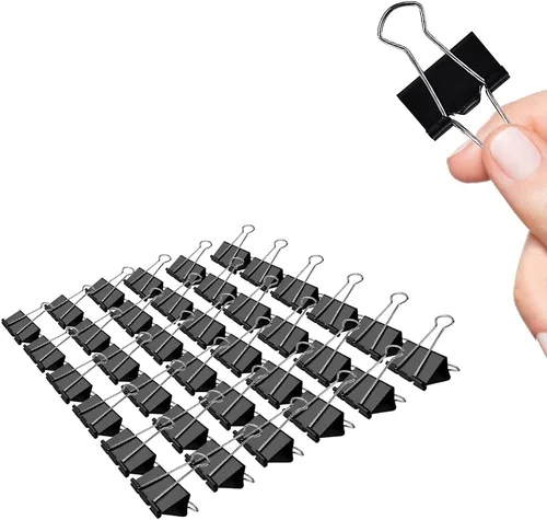 Miniatura 8 de Clips pequeños para carpeta, paquete de 96, 3/4 pulgadas, estándar de 0.748 in, negro, capacidad de 0.31 pulgadas, abrazadera plegable, clips