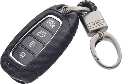 Miniatura 3 de Zorratin Funda para llavero de silicona de carbono + llavero para Hyundai Kona Azera Grandeur IG Elantra GT Santa Fe Veloster Venue 2018 2019 2020