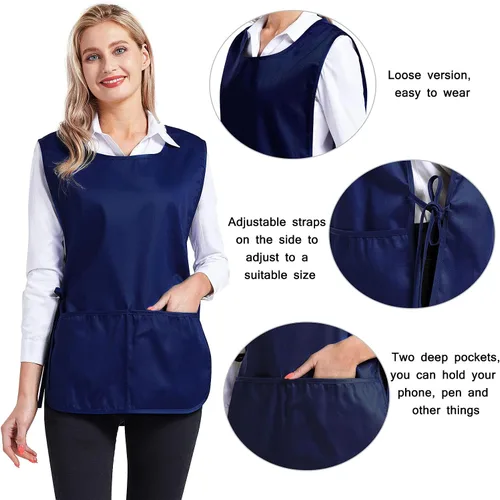 Miniatura 5 de Nanxson Delantal de zapatero unisex con 2 bolsillos profundos, paquete de 2 Smock con lazos laterales para el trabajo de la cocina CF3137