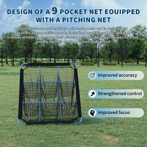 Miniatura 3 de 2-in-1 Baseball Pitching and Rebound Net, Trainer and Return Screen for Pitching Practice