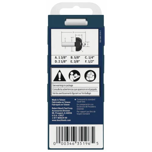 Miniatura 3 de Bosch 85207MC Broca de enrutador de cala con punta de carburo de 1/2 pulgada x 5/8 pulgadas