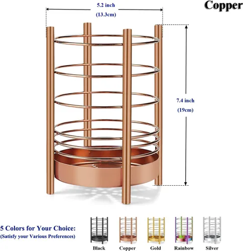 Miniatura 2 de Soporte para utensilios de cocina de cobre para encimera de cocina, utensilios de acero inoxidable, organizador de almacenamiento de utensilios