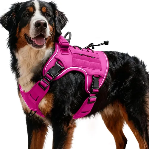 Miniatura 93 de Arnés táctico para perros grandes, chaleco reflectante ajustable sin tirones con sistema Molle, control de grado militar K9 para entrenamiento