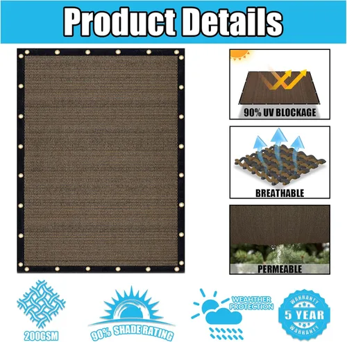 Miniatura 3 de Amagenix Cubierta de Sombra para Pérgola 90% 4' X 5' Tela de Sombra Solar Moca con Ojales GN03 para Jardín Exterior, Patio, Porche, Grado Comercial