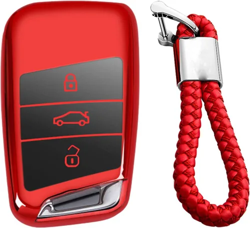 Miniatura 11 de Hombres Mujeres Cuero Genuino Llavero Funda para Volkswagen Arteon Atlas Golf Alltrack Jetta GLI Passat Taos SEL para Tiguan para Skoda Kodiaq