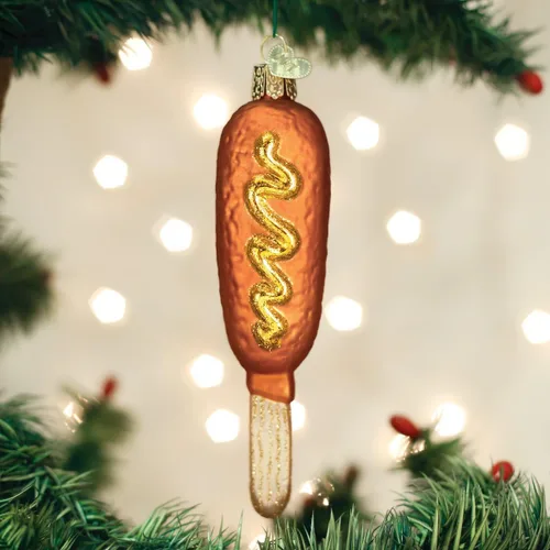 Miniatura 2 de Old World Christmas Corn Dog Ballpark Foods Adornos de vidrio soplado para árbol de Navidad, 5
