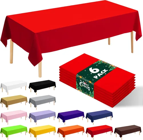 Miniatura 9 de Paquete de 6 manteles de plástico desechables patrióticos de 54 x 108 pulgadas, para fiestas con temática conmemorativa, desechables para mesas de 6