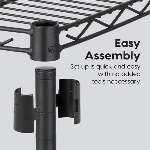 Miniatura 9 de IRIS USA, Inc. Estante de almacenamiento de acero resistente ajustable de 4 niveles con ruedas de bloqueo extraíbles