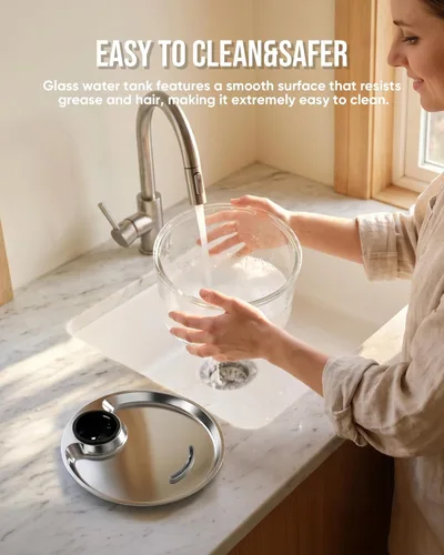 Miniatura 6 de Wireless Cat Water Fountain Glass DIY - 108oz/3.2L Automatic Ultra-Quiet Cat Water Fountain Cordless, Glass Battery Operated Pet Fountain