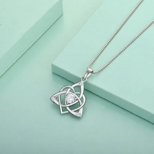 Miniatura 5 de STARCHENIE Collar de nudo celta para mujer de plata de ley 925 con dije de nudo de amor de la Trinidad Metal