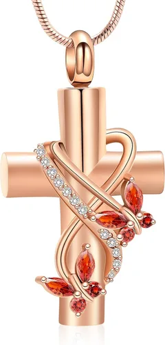 Miniatura 39 de Imrsanl Collar de urna de cruz de mariposa para cenizas, hombres y mujeres, joyería de cremación, colgante de cenizas para cenizas conmemorativas