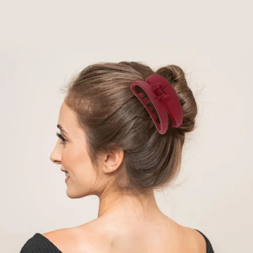 Miniatura 2 de Lurrose Pinza para el pelo para mujer, soporte para cola de caballo en forma de luna, pinzas curvadas huecas esmeriladas, pinzas para el pelo