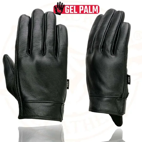 Miniatura 3 de Guantes Milwaukee Leather MG7510 para hombre, de piel negra con palma de gel acolchada, de muñeca corta para motocicleta con "Cubierta de panel
