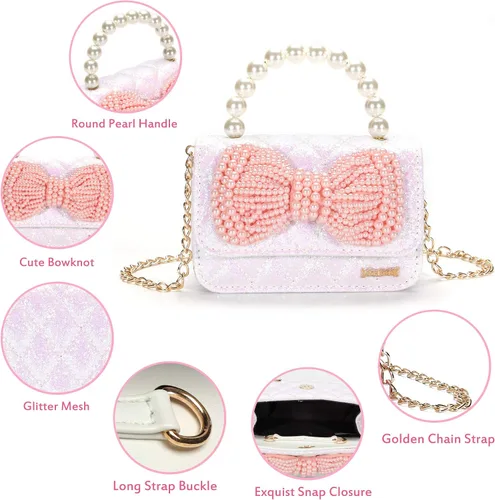 Miniatura 4 de Regalos para niñas pequeñas, lindo bolso para niños y bebés, con lazo brillante, bolsos pequeños cruzados, bolsas de hombro, juguetes y regalos