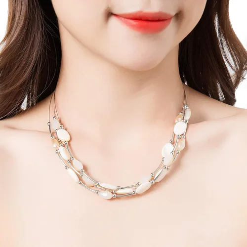 Miniatura 2 de Collar a capas con cristal para mujer, gargantilla con cadena de plata gruesa, regalo de cumpleaños para mujer