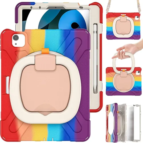 Miniatura 18 de Funda para iPad Air de 3ª generación – Funda resistente para niños con soporte giratorio, soporte para lápices y correa de transporte para iPad