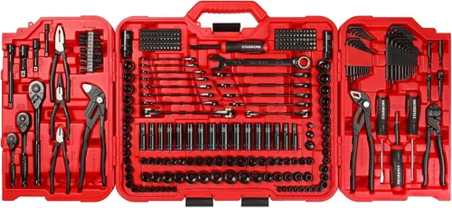 STARWORK TRUE MECHANIC™ Juego de herramientas mecánicas de 312 piezas y juego de zócalos, profesional 【Llave de alicates】SAE/métrica