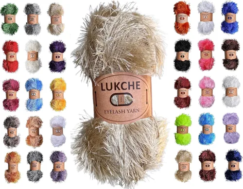 Miniatura 27 de Hilo de Pelo de Pestañas de Diversión de Lana de Felpa Premium 100% Poliéster 164 Yardas (150 Mt), 3.53 Oz (100 Gr) Hilo de Crochet Colorido DIY