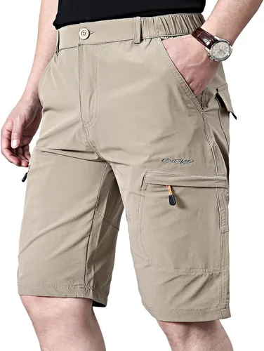 Miniatura 2 de EXEKE Pantalones cortos de senderismo ligeros para hombre, elásticos, de secado rápido, con múltiples bolsillos