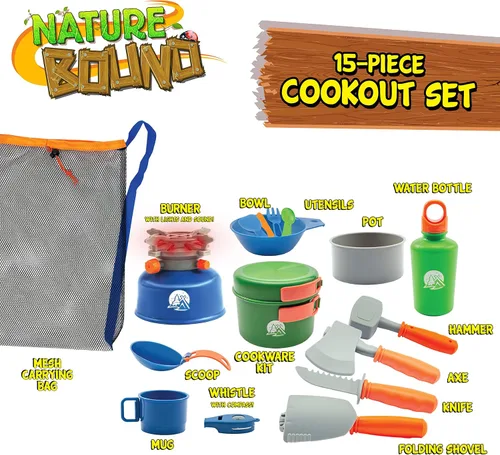 Miniatura 4 de Nature Bound Camp Cookout Set - un emocionante juego de campamento de 15 piezas para niños, juguete perfecto para jugar al aire libre para niños