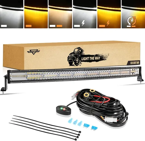 Miniatura 21 de Auxbeam Barra de luz LED de 3 pulgadas, 72 W, color ámbar/blanco, luces de conducción todoterreno para camión, SUV, barco, 4x4, Jeep Wrangler