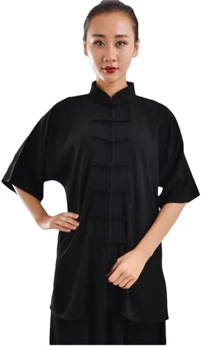 Miniatura 5 de ZooBoo Unisex Ropa de Ejercicio de Mañana, Traje de Tai Chi de Algodón con Mangas Cortas, Uniforme de Kung Fu