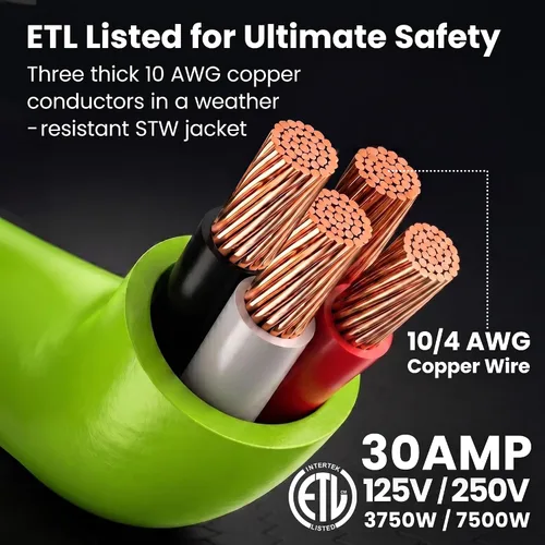 Miniatura 4 de GEARit Cable de extensión para secadora de 30 amperios, cable de extensión NEMA 14-30 de 4 puntas, NEMA 14-30P a 14-30R, 125/250 V resistente 10/4