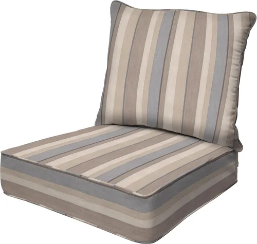 Miniatura 27 de Honeycomb Outdoor Heritage - Asiento profundo, 23 x 25 pulgadas, cojín para silla Cabana Stripe negro y marfil con funda extraíble, para muebles
