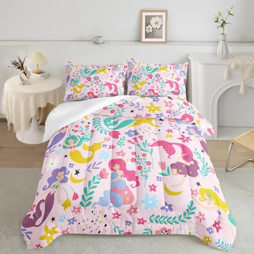 Miniatura 17 de QOOMO Juego de edredón de 3 piezas con diseño de mariposa de dibujos animados, tamaño individual, bonito juego de ropa de cama con lazo