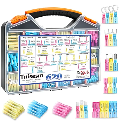 Miniatura 9 de Tnisesm Kit surtido de conectores de crimpado de alambre aislado con anillo, pala, tope, desconexión rápida, terminales de cable automotriz de 280