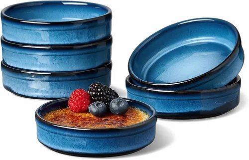 Miniatura 12 de ONEMORE Ramekins - Juego de 6 moldes aptos para horno, 4 onzas, cuencos de cerámica para souffle, natillas, salsa de inmersión, postre, microondas