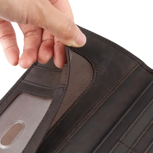 Miniatura 5 de DK86 Cartera larga para hombre Cuero de grano completo Bloqueo RFID Cartera plegable Cartera Rodeo, café, (Coffee A), Billetera plegable