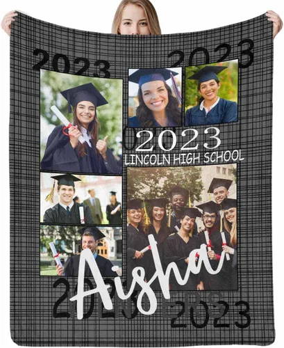 Miniatura 18 de Manta de sofá de graduación personalizada con imagen, manta personalizada para graduados para clase de 2023, personalizable con cualquier palabra