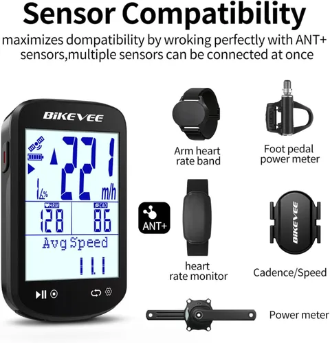 Miniatura 6 de Paquete GPS inalámbrico para computadora de bicicleta, velocímetro y odómetro, sensor de cadencia, retroiluminación automática y parada automática
